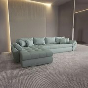 Colțar extensibil dumonde cu ladă de depozitare si sezut confortabil din spuma high-density, Loana XL Enjoy Mint 335x185 cm