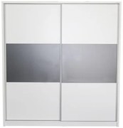 Dulap Milano cu usi culisante, 206 x 220 x 60 cm, Alb / Gri