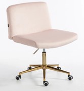 HR150K Scaun Roz Pudra din Catifea cu Bază Aurie