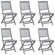 vidaXL Scaune pliante de exterior cu perne 6 buc. lemn masiv de acacia