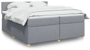 vidaXL Pat box spring cu saltea, gri deschis, 200x200 cm, textil