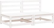 vidaXL Canapele de mijloc pentru grădină, 2 buc., alb, lemn masiv pin