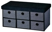 Kesper 15953 Comodă tapițată cu 6 sertare,gri-negru, 76 x 38 x 38 cm