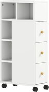HOMCOM Unitate de Stocare pentru Baie Slim cu Roți - Alb | Aosom Romania