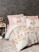 Set lenjerie pat EMMA V2, bumbac, alb/roz pudra, 160x240 cm, cu cearce