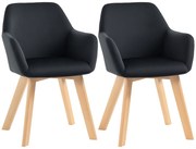 HOMCOM Scaune de Masă, Set de 2, Design Modern, Design de Catifea, Lemn de Cauțiuc, 54x57x80 cm, Negru | Aosom Romania