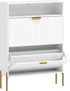 HOMCOM Dulap pentru pantofi 16 perechi, dulap îngust cu 2 sertare rabatabile, compartiment deschis, alb | Aosom Romania