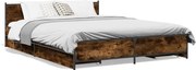 vidaXL Cadru pat cu sertare stejar fumuriu 135x190 cm lemn prelucrat
