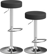 HOMCOM Set 2 Scaune de Bar din Piele PU, Rotative, Înălțime Reglabilă pentru Bucătărie, Negru | Aosom Romania