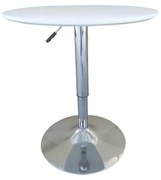 Masa bar, 60x60x70-91 cm, culoare alb, picior metalic cromat, blat MDF