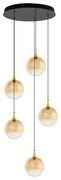 Lustra moderna cu 5 pendule LED, Metal, Sticla, Champaign, ORENDA