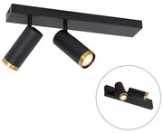 Plafonieră modernă cu spoturi negre cu bronz reglabilă cu 2 lumini - Renna