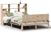 vidaXL Pat cu bibliotecă fără saltea, 160x200 cm, lemn masiv de pin