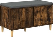 vidaXL Bancă pentru hol cu pernă cu ușă Stejar Afumat 80 x 38 x 46 cm
