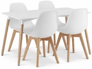 Set de dining 1 + 4, masa alba ADRIA 120x80 cm + scaun alb KITO