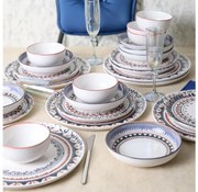 Set veselă 24 piese, multicolor, din ceramică stoneware
