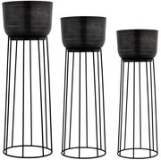 SET 3x ghiveci de flori metalic Eglo 428096 OKAYAMA negru