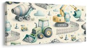 Tablou excavatoare și tractoare pentru copii