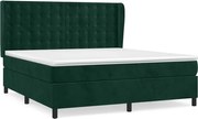 vidaXL Pat box spring cu saltea, verde închis, 180x200 cm, catifea