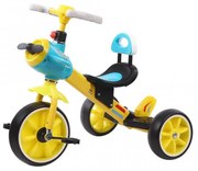 Tricicleta cu pedale NOVOKIDS™ Plane Trike, Cu melodii si lumini, Max 30 kg, Roti din spuma cauciucata, Cadru metalic, Model avion, Galben