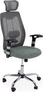 Scaun ergonomic OFF 988 gri, tetieră și suport lombar reglabil