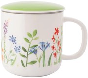 Altom Cană de porțelan cu capac și infuzor NatureAwakening 380 ml