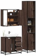 vidaXL Set mobilier de baie, 3 piese, stejar maro, lemn prelucrat