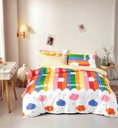 Lenjerie Pat Dublu, 4 Piese, Bumbac Satinat Superior - Lucky