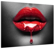 Tablou pe sticlă cu buze de femeie (70x50 cm)