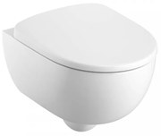 Set vas wc rimless suspendat cu capac din duroplast, soft close, alb lucios, Geberit Selnova Compact