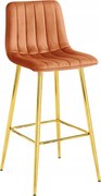 Scaun de bar POZZA VELVET cu picioare aurii, teracota