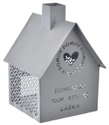 InDecor Suport metalic pentru lumânări Little House gri, 12 x 12 x 15 cm