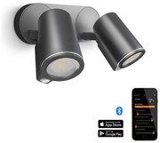 Aplică LED de exterior cu senzor STEINEL 058654 SPOT DUO 2xGU10/7,5W/230V IP44