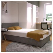 Pat tapițat DARIA, 120 x 200 cm, cu spațiu de depozitare și saltea, gri