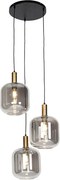 Lampă pendantă de design neagră cu sticlă aurie și fum cu 3 lumini - Zuzanna