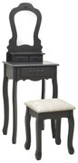 vidaXL Set masă de toaletă cu taburet gri 50x59x136 cm lemn paulownia