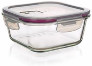 Recipient depozitare din sticlă cu capac LORA, bordo 500 ml