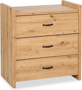 Comodă lemn masiv alb Amelie /Stejar, 84 × 87 × 45 cm - Stejar deschis