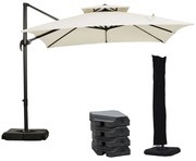 Outsunny Umbrelă de Grădină 2.7x2.7 m Reglabilă cu Bază și Husă Bej | Aosom Romania