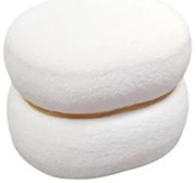Taburet Mara ,structura Mdf si blana artificiala - ALB - H 36 cm / L 44,5 cm / 35,5c m