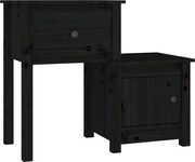vidaXL Noptieră, negru, 79,5x38x65,5 cm, lemn masiv de pin