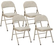 HOMCOM Lot de 4 scaune pliante scaune de sufragerie portabile cadru din oțel dim. 45l x 46A x 78Î cm bej | Aosom Romania