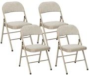 HOMCOM Lot de 4 scaune pliante scaune de sufragerie portabile cadru din oțel dim. 45l x 46A x 78Î cm bej | Aosom Romania