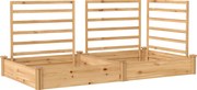 Outsunny Pat de grădină înălțat cu spalier Jardiniere din lemn cu 3 spaliere Perete despărțitor Bază deschisă 240 x 125 x 102 cm Lemn natural | Aosom Romania