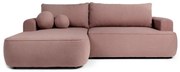 Colțar roz deschis extensibil cu tapițerie din țesătură bouclé (cu colț pe partea stângă ) Quinoa – Bonami Selection