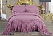 Cuvertura Pentru Pat Dublu 3 Piese de Lux, din Bumbac Finet Premium, Roz