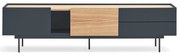 Comodă TV gri antracit-natural cu aspect de lemn de stejar 180x45 cm Otto – Teulat