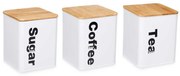 Set 3 recipiente pentru cafea și ceai, metal, alb