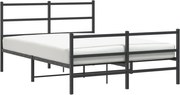 vidaXL Cadru pat metalic cu tăblie de cap/picioare , negru, 140x190 cm
