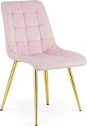 Scaun Bucatarie/Dining Spirit Catifea Roz Deschis, Picioare Metalice, Finisaj Auriu